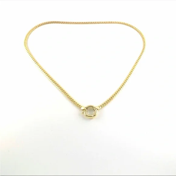 16 Inch Sailor Lock Herringbone Chain Necklace14k Gold Thick Flat Snake Chain